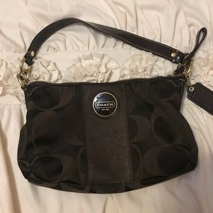 Authentic Coach brown signature stripe handbag